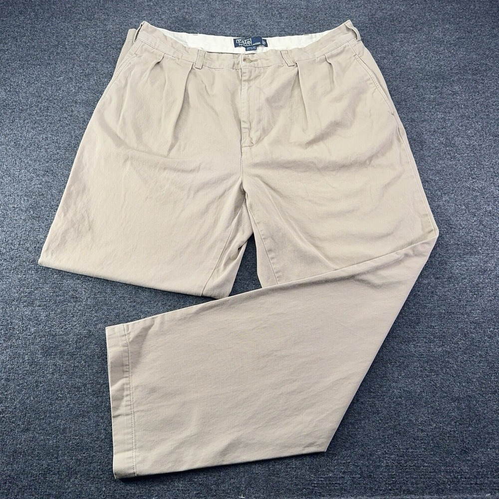 Polo Ralph Lauren Andrew Pant Men's Beige Vintage Pleated 38x32 EUC